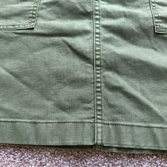 J. Crew Olive Green Garment-Dyed Utility Mini Skirt Women’s Size 6 Linen Blend - Picture 8 of 15